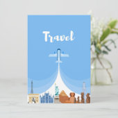 Travel Art Travel Around The World Bedankkaart (Staand voorkant)