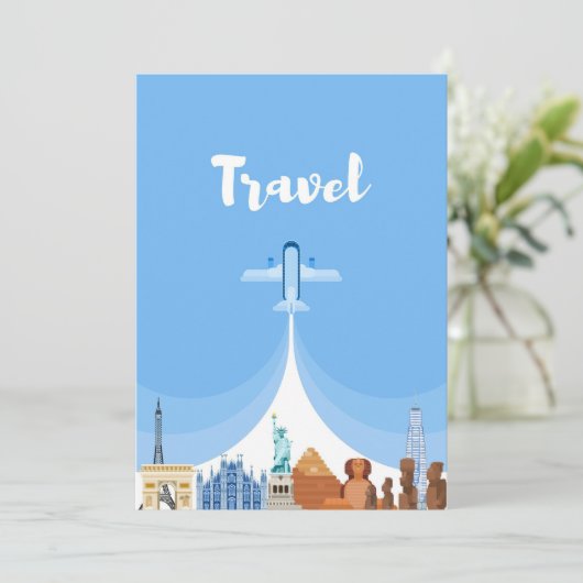 Travel Art Travel Around The World Bedankkaart (Staand voorkant)