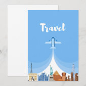 Travel Art Travel Around The World Bedankkaart (Voorkant / Achterkant)