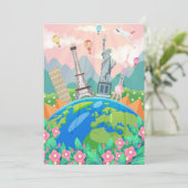 Travel Art Travel Around World Bedankkaart (Staand voorkant)