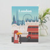 Travel Art Travel To London England Bedankkaart (Staand voorkant)