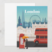 Travel Art Travel To London England Bedankkaart (Voorkant / Achterkant)