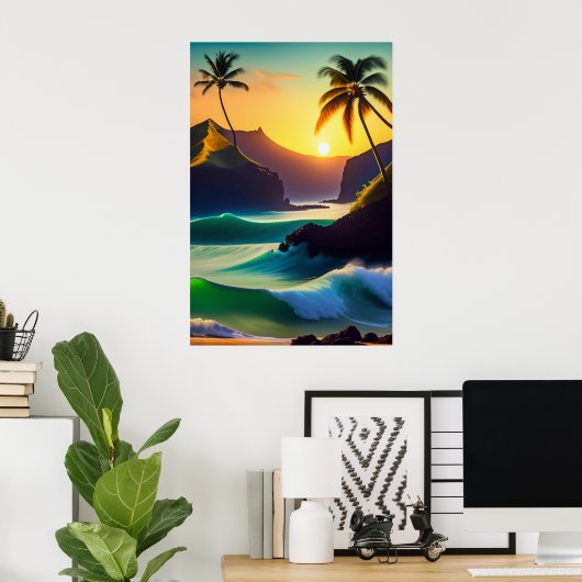 Travel Artwork in de Hawaii Ocean Poster (Thuiskantoor)