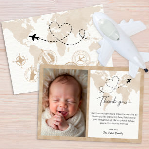 Travel Baby shower Bedankkaart