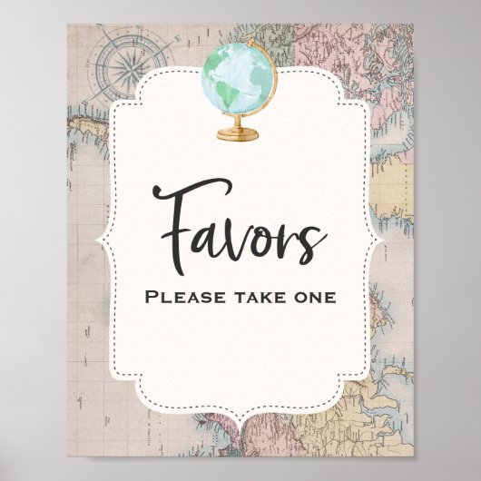 Travel Baby shower Favor Sign Adventure Shower Poster (Voorkant)