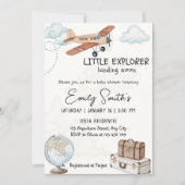 Travel Baby shower Invitation Sjabloon Little Expl Kaart (Voorkant)