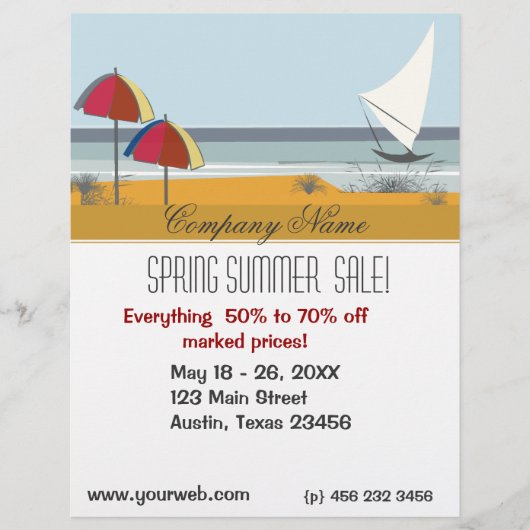 Travel Beach Ocean Summer Sail Boat Flyer (Voorkant)