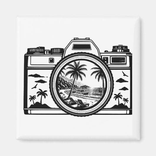 Travel Beach Photography Camera   Magneet (Voorkant)