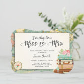 Travel Bridal douche-uitnodiging Miss aan Mrs. Kaart (Staand voorkant)