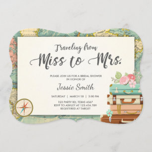 Travel Bridal douche-uitnodiging Miss aan Mrs. Kaart