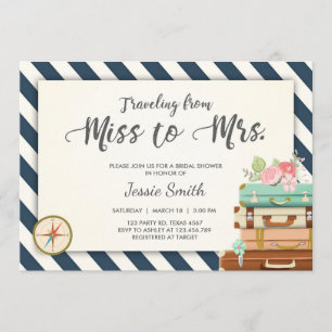 Travel Bridal douche-uitnodiging Miss Navy Kaart