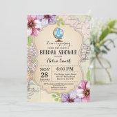 Travel Bridal Shower Invitation Floral Kaart (Staand voorkant)