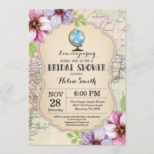 Travel Bridal Shower Invitation Floral Kaart