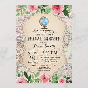 Travel Bridal Shower Invitation Floral Kaart
