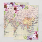 Travel Bridal Shower Invitation Floral Kaart (Voorkant / Achterkant)