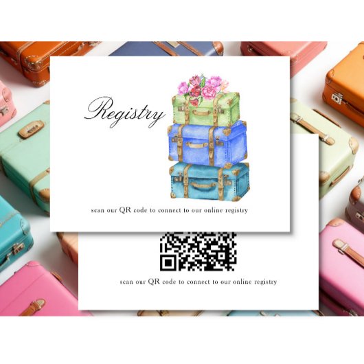 Travel Bridal shower QR code for registry  Informatiekaartje