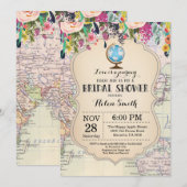 Travel Bridal Shower-uitnodiging Kaart (Voorkant / Achterkant)