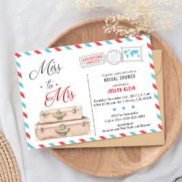 Travel Bridal Shower Uitnodiging, Miss to Mrs. Kaart