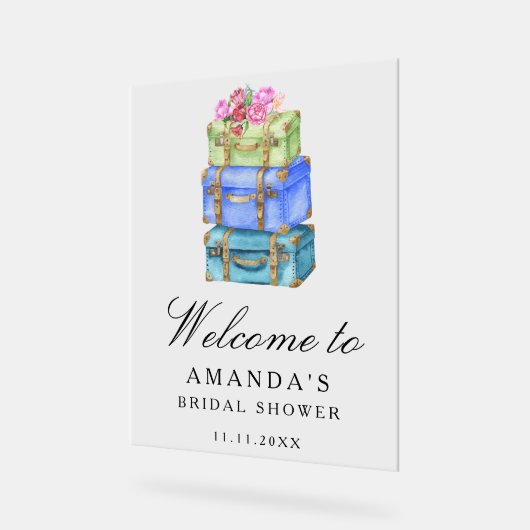 Travel bridal shower welcome sign acryl bord (Hoek)