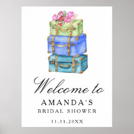 Travel bridal shower welcome sign poster