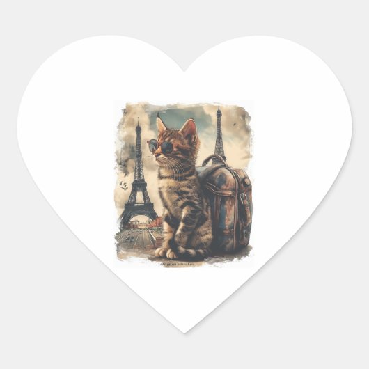 Travel Buddy Cat Hart Sticker (Voorkant)
