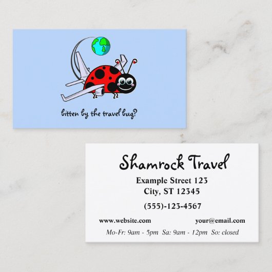 Travel Bug - lady bug airplane - Travel Agency Visitekaartje (Voorkant / Achterkant)