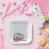 Travel Bus-blaaszoen Papieren Bordje (Feest)