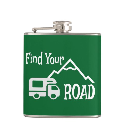 Travel Camping RV Op weg Heupfles (Voorkant)