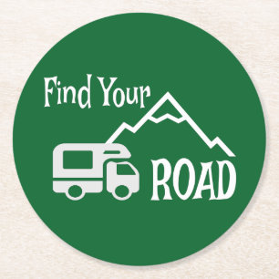 Travel Camping RV Op weg Ronde Kartonnen Onderzetter