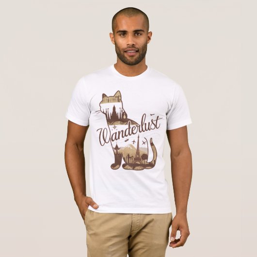 Travel Cat World oriëntatiepunten T-shirt | reislu (Voorkant volledig)