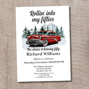 Travel Classic Retro Car Rolling 50e verjaardag Kaart