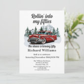 Travel Classic Retro Car Rolling 50e verjaardag Kaart (Staand voorkant)