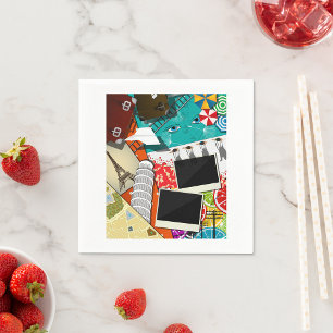 Travel Collage Paper Napkins Servet