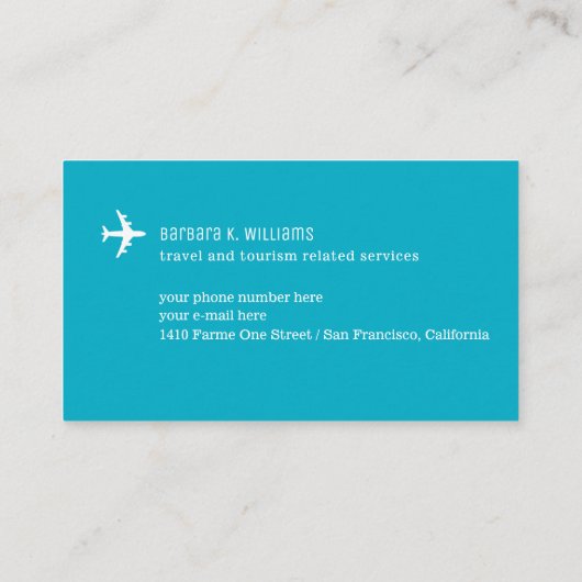 Travel Consultant eenvoudig en elegant Azure Visitekaartje (Achterkant)