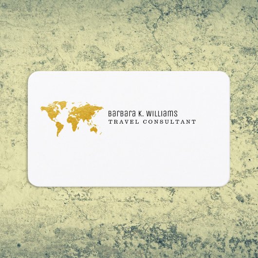 Travel Consultant Gold Map Minimalist Visitekaartje