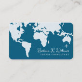 Travel Consultant wereldkaart blauw Visitekaartje (Voorkant)