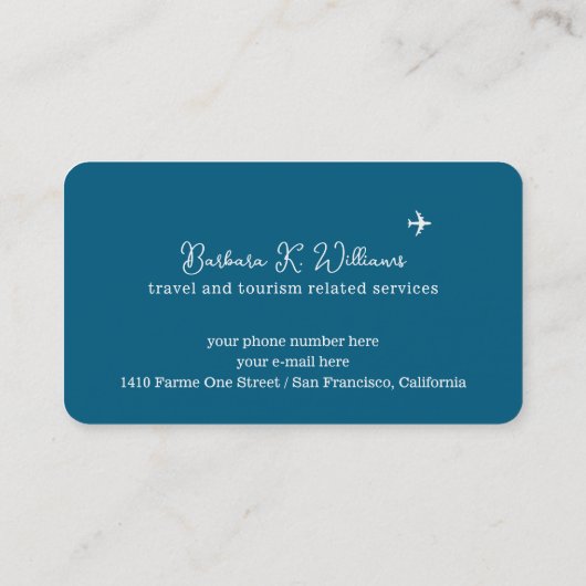 Travel Consultant wereldkaart blauw Visitekaartje (Achterkant)