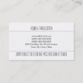 Travel contactkaarten zwart wit contactkaartje (Achterkant)