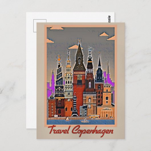 Travel Copenhagen, Denmark Briefkaart (Voorkant / Achterkant)