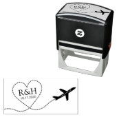 Travel Destination Wedight Airplane Heart Monogram Zelfinktende Stempel (In situ)