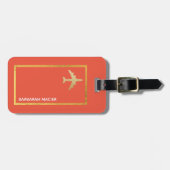 Travel Faux Gold Vliegtuig Custom sinaasappel-rood Bagagelabel (Voorkant horizontaal)
