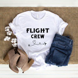 Travel Flight Crew Black Airplane Heart Vacation T-shirt