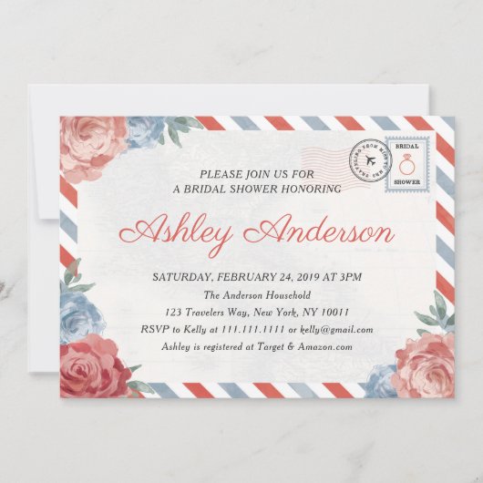 Travel Floral Briefkaart Bridal Shower (Voorkant)