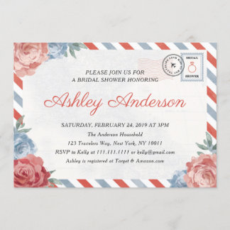 Travel Floral Briefkaart Bridal Shower