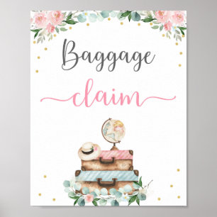 Travel Floral Vrijgezellenfeest Baggage Claim Sign Poster