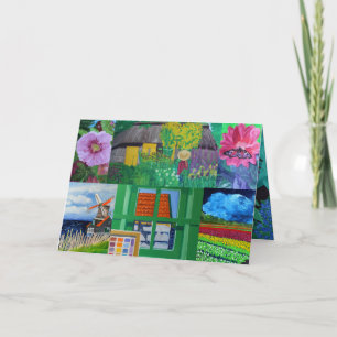 Travel  Flower Art Christmas Card Feestdagen Kaart