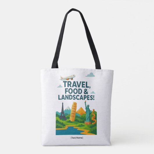Travel, Food & Landscapes Tote Bag | Add Text/Name (Achterkant)