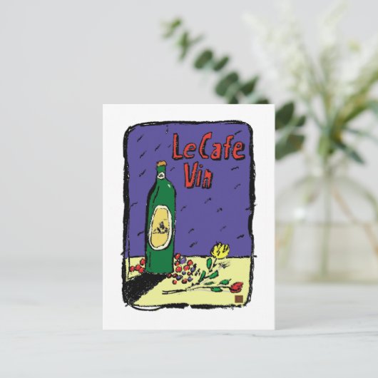 TRAVEL-Frankrijk-LeCafe Vin- Briefkaart (Staand voorkant)