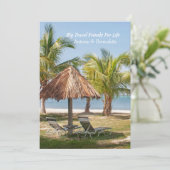 Travel Friends Beach Palm Trees personaliseren Bedankkaart (Staand voorkant)
