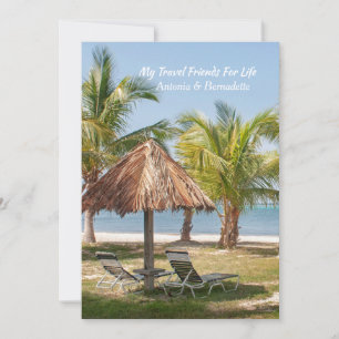 Travel Friends Beach Palm Trees personaliseren Bedankkaart